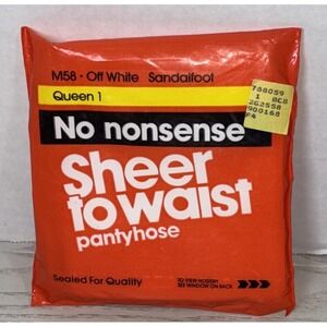 No Nonsense Sheer to Waist Pantyhose Vtg Sandalfoot OFF white Size Queen 1 M58